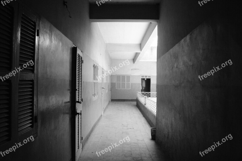 Old Building Black And White Corridor Free Photos