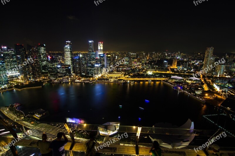 Singapore Night View Marina Bay Free Photos