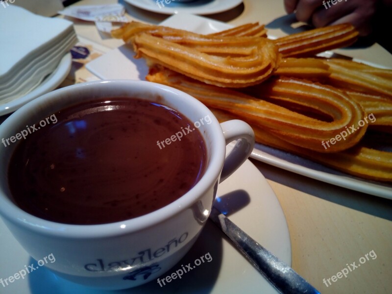 Churros With Chocolate Cold Winter Bar Breakfast