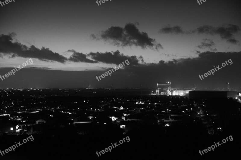 Lindø Yard Shipyard Industrial City Night