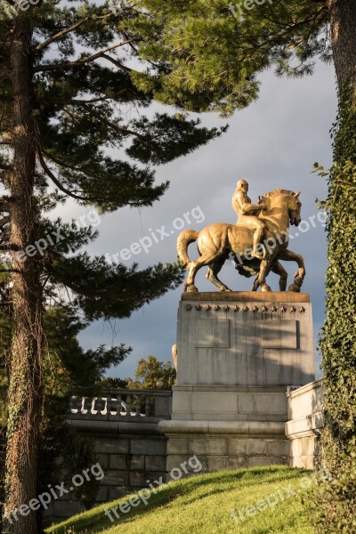 Bridge Equestrian Statue Arlington Winter Washington Dc