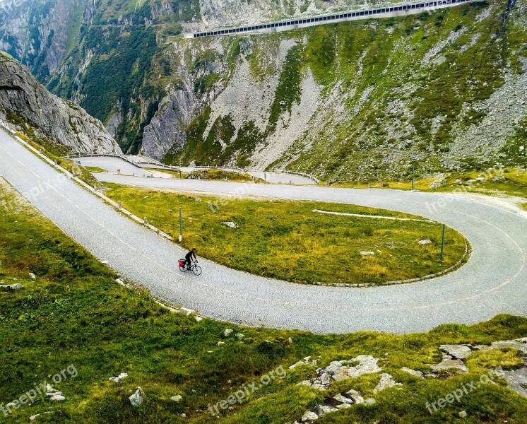 Biker Ride Hill Mountain Alps