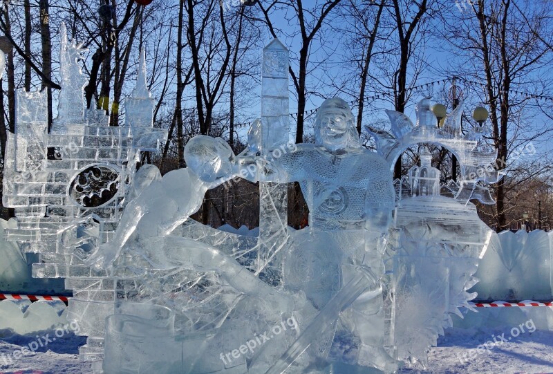 Ice Figures Park Winter City Park Russia