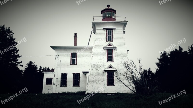 Lighthouse Pei Prince Edouard Island Black And White Free Photos