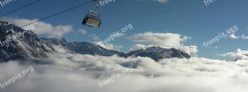 Ski Area Alpine Chairlift Mountains Fog