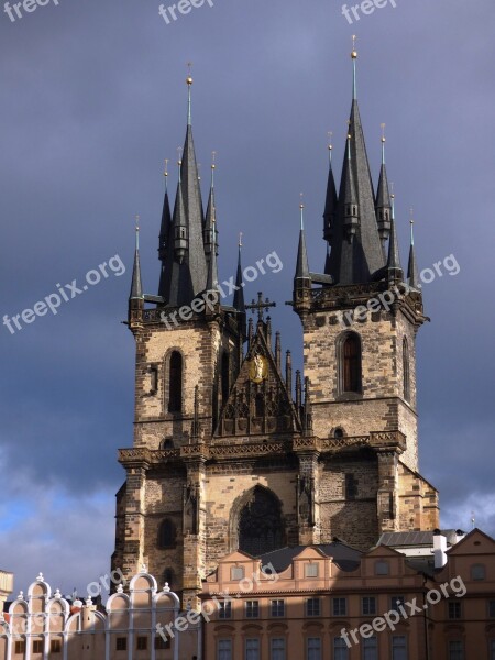 The Cathedral Prague Tower Towers Shadow