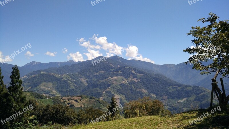 Blue Sky Grassland Mountain Natural The Outskirts