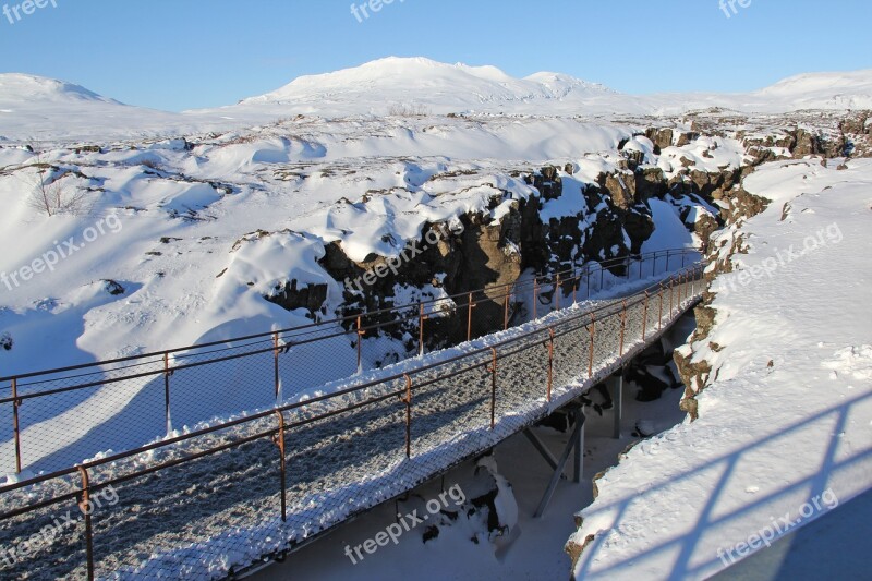 Lake Mountain Thingvellir National Park Snowman Colorful