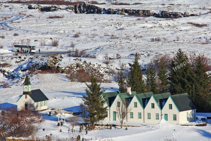 Lake Mountain Thingvellir National Park Snowman Colorful