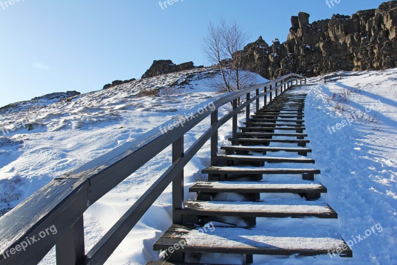 Lake Mountain Thingvellir National Park Snowman Colorful