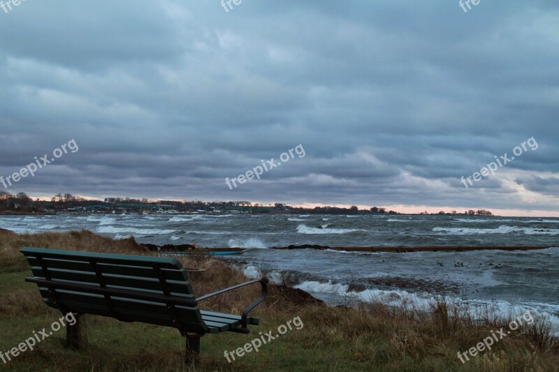 Sweden Scandinavia Bench Sea Shore