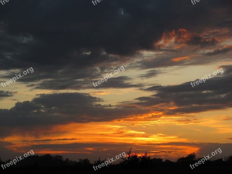 Sunset Clouds Sky Orange Horizon