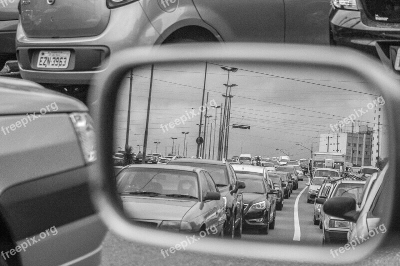 Rearview Traffic Rent A Car Road Back View