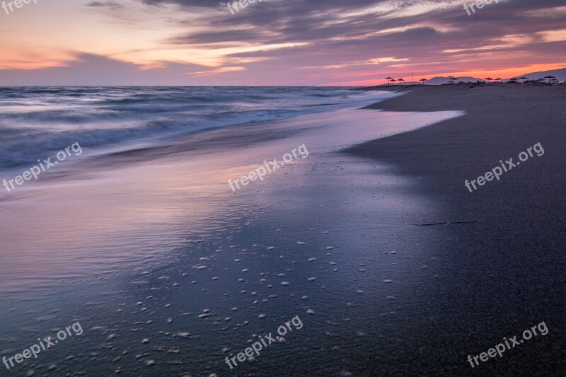 Sea Evening Sunset Water Clouds