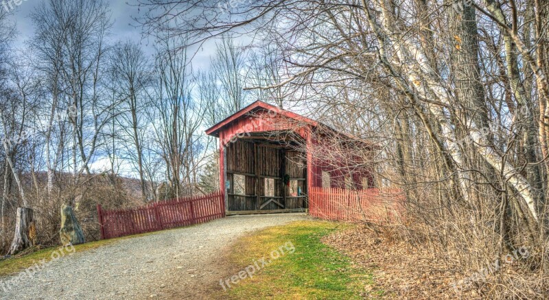 Vermont Covered Bridge Fall Rural New