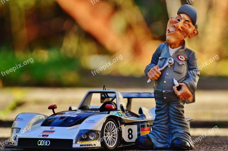 Racing Car Mechanic Repair Figure Funny