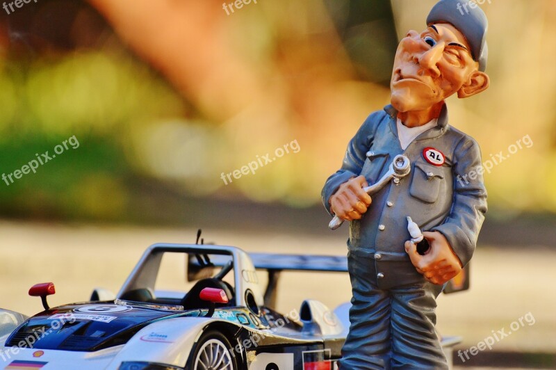 Racing Car Mechanic Repair Figure Funny