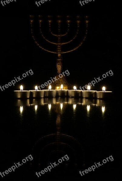 Menorah Candles Candlestick Tealight Fire