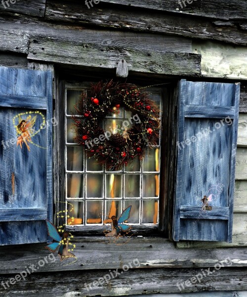 Country Christmas Magic Wreath Blue