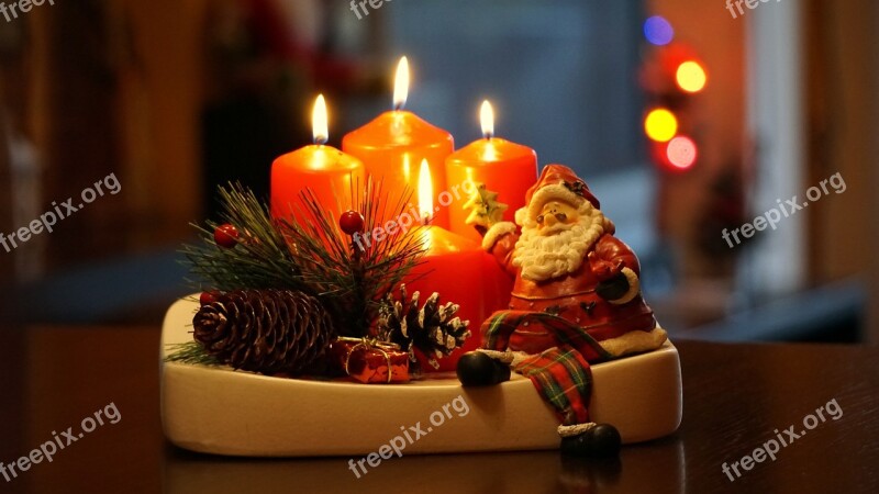 Christmas Candles Red Santa Klaus Decoration