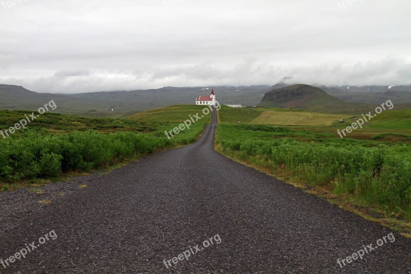 Iceland Church Nature Landscape Countryside