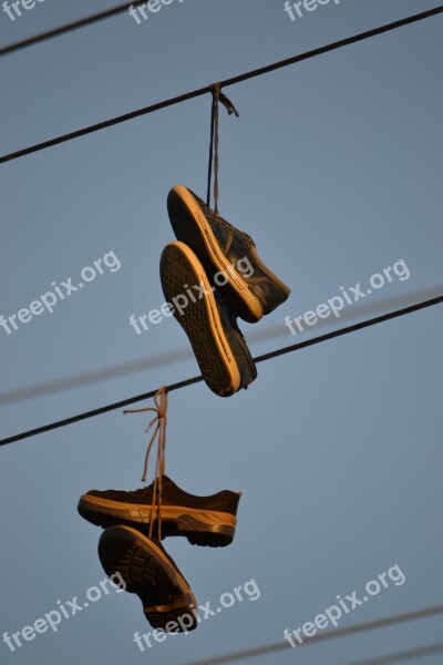 Boots Hanging Wire Electrics Free Photos