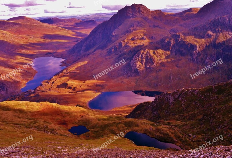 Wales Tryfan Mountain Landscape Autumn