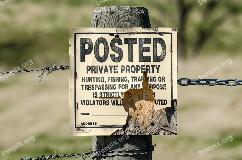 Private Property Sign Posted Keep Out No Hunting No Fishing