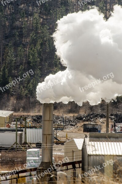 Sawmill Sawmill Smokestack Smoke Chimney Lumber