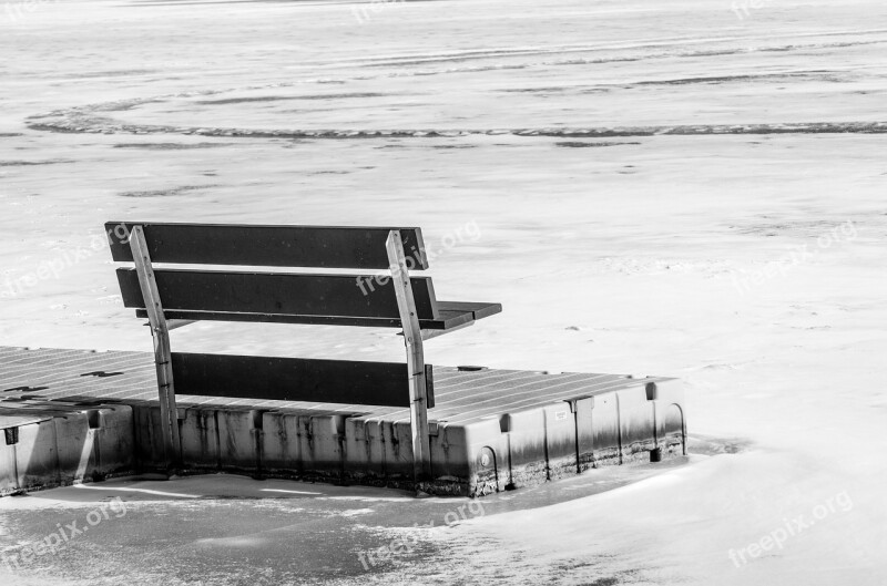 Bench Lake Ice Snow Winter