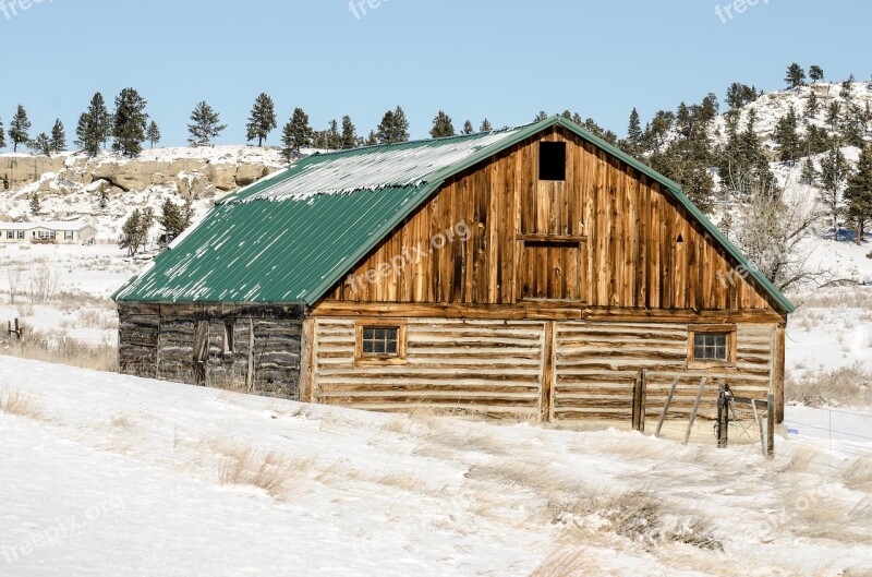 Barn Wood Snow Winter Weathered