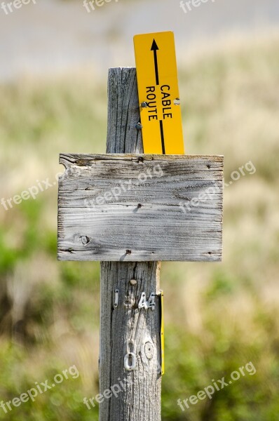 Wood Sign Cable Route Wood Post Rustic Sign Sign