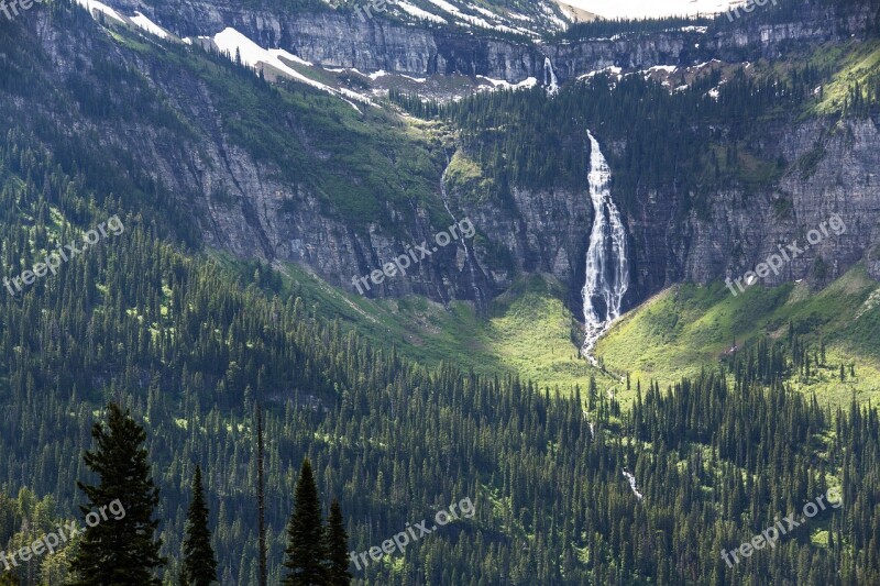 Landscape Scenic Waterfall Mountains Outdoors