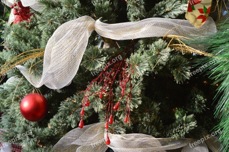 Christmas Tree Ornaments Bows Holiday