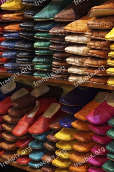 Leather Shoes Slippers Fes Morrocco Free Photos