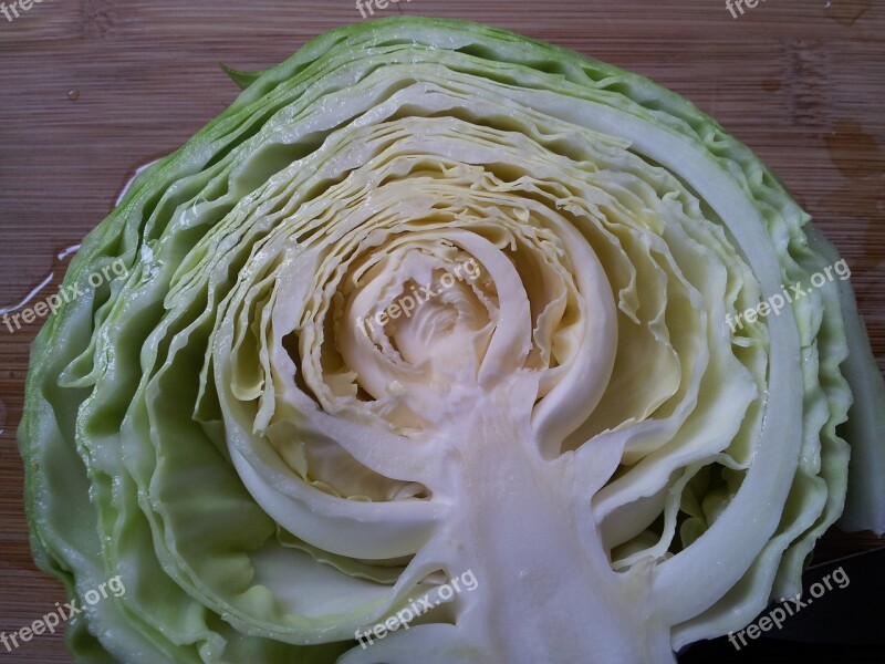 Green Cabbage Half Raw Cabbage Vegetable Free Photos