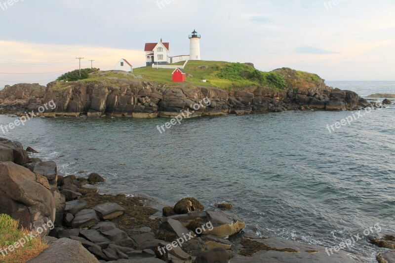 Maine Lighthouse Sea Coast Landmark