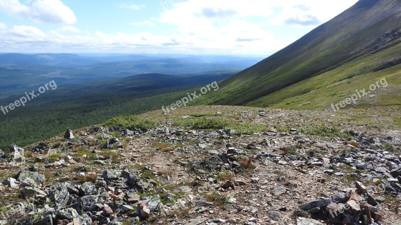 Sweden Landscape Mountains Plains Stone Field