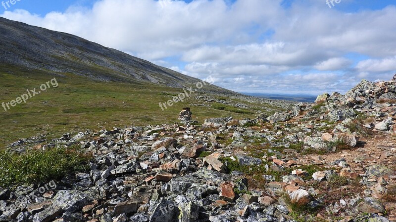 Sweden Landscape Mountains Plains Stone Field