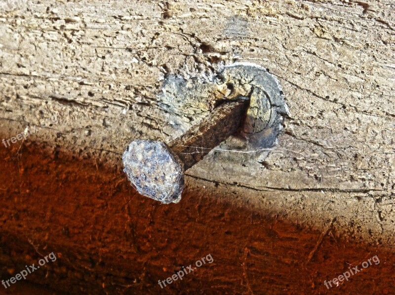 Nail Biga Rusty Rotten Wood Old