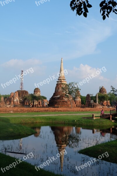 Thailand The Ancient Capital Dacheng Reflection Contrast