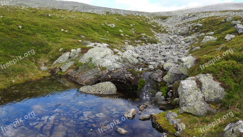 Stream Creek Mountain River Landscape Sweden