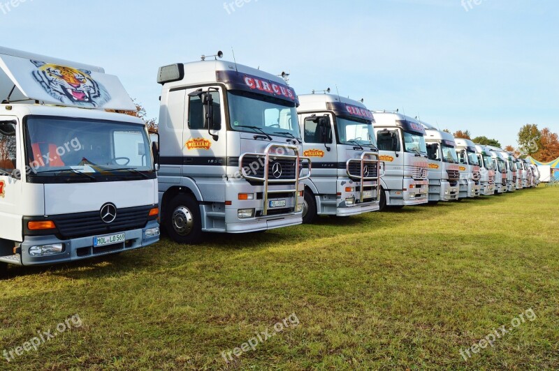 Truck Parking Semi Trailers Circus On Tour