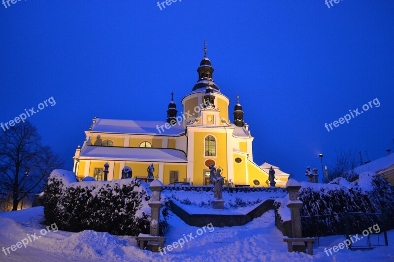 Church Winter Sky Chlum U Třeboně South Bohemia