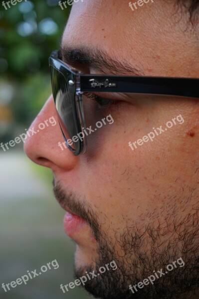 Men Male Young Profile Man Glasses