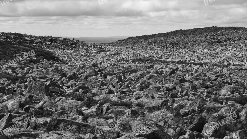 Sweden Landscape Mountains Plains Stone Field