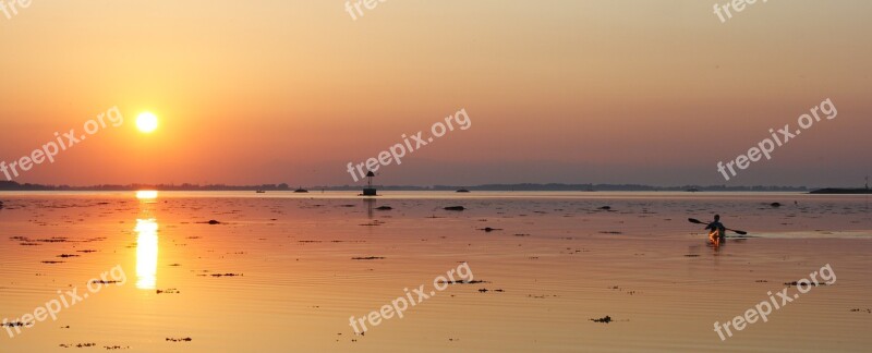 Kayak Fjord Sunset Calm Seas Odense