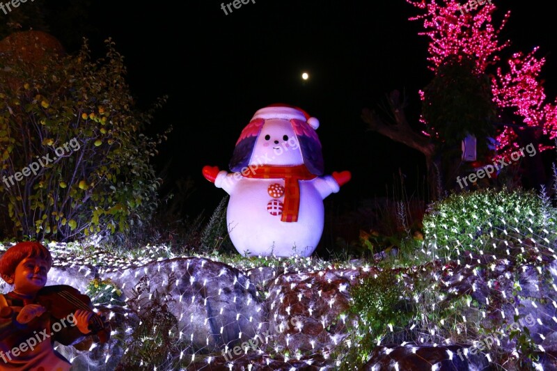 Snowman Christmas Winter Winter Night Free Photos