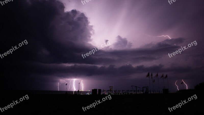 Paestum Thunderstorm Lightning Free Photos