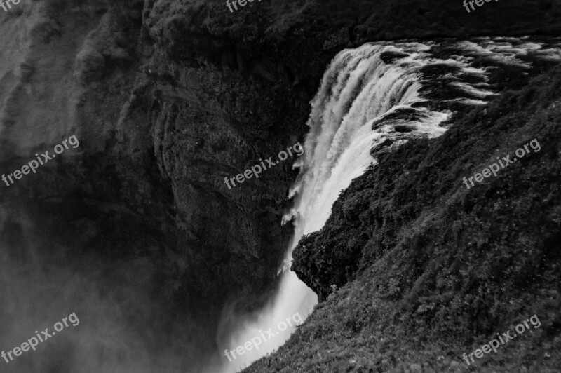 Waterfall River Rapids Black And White Mountain